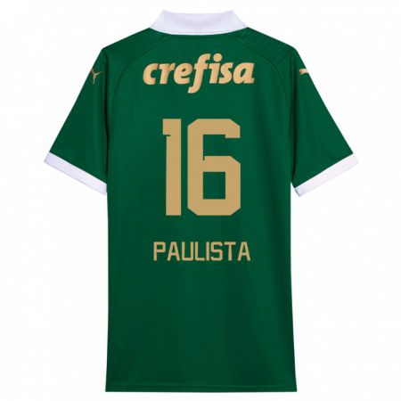 Kandiny Niño Camiseta Caio Paulista #16 Verde Blanco 1ª Equipación 2024/25 La Camisa Chile