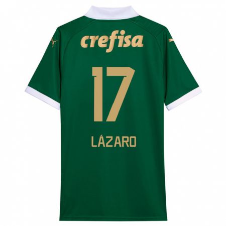 Kandiny Niño Camiseta Lázaro #17 Verde Blanco 1ª Equipación 2024/25 La Camisa Chile