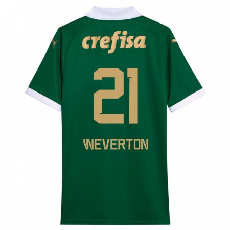 Kandiny Niño Camiseta Weverton #21 Verde Blanco 1ª Equipación 2024/25 La Camisa Chile