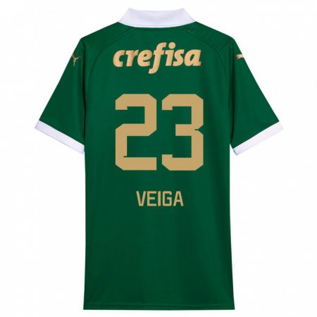 Kandiny Niño Camiseta Raphael Veiga #23 Verde Blanco 1ª Equipación 2024/25 La Camisa Chile