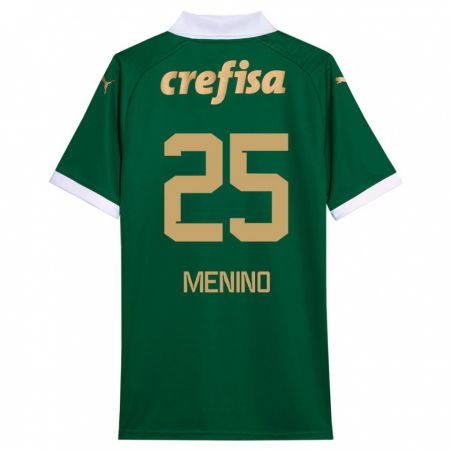 Kandiny Niño Camiseta Gabriel Menino #25 Verde Blanco 1ª Equipación 2024/25 La Camisa Chile