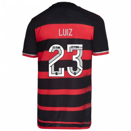 Kandiny Niño Camiseta David Luiz #23 Negro Rojo 1ª Equipación 2024/25 La Camisa Chile