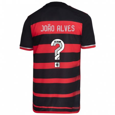 Kandiny Niño Camiseta João Alves #0 Negro Rojo 1ª Equipación 2024/25 La Camisa Chile