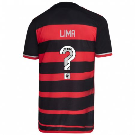 Kandiny Niño Camiseta Felipe Lima #0 Negro Rojo 1ª Equipación 2024/25 La Camisa Chile