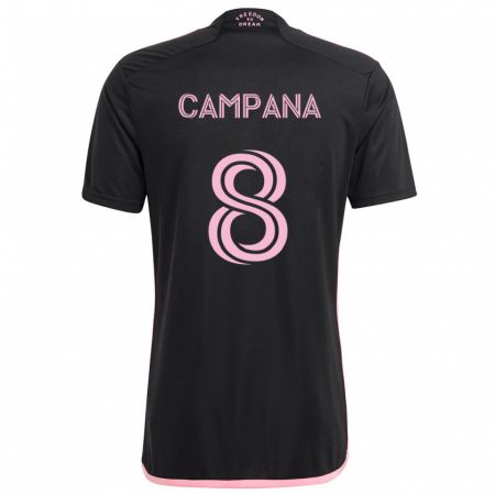 Kandiny Niño Camiseta Leonardo Campana #8 Negro 2ª Equipación 2024/25 La Camisa Chile