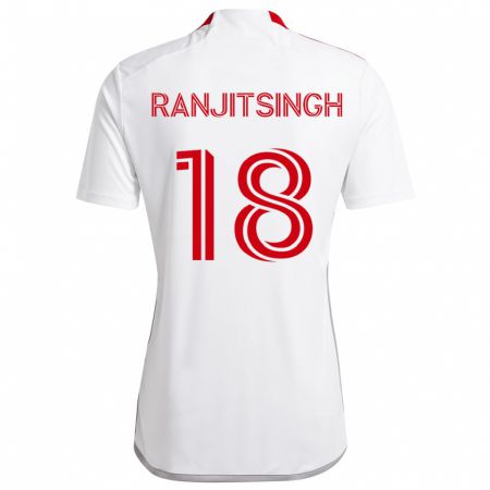 Kandiny Niño Camiseta Greg Ranjitsingh #18 Blanco Rojo 2ª Equipación 2024/25 La Camisa Chile