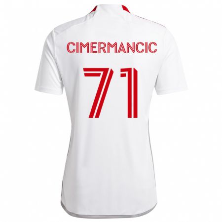 Kandiny Niño Camiseta Markus Cimermancic #71 Blanco Rojo 2ª Equipación 2024/25 La Camisa Chile