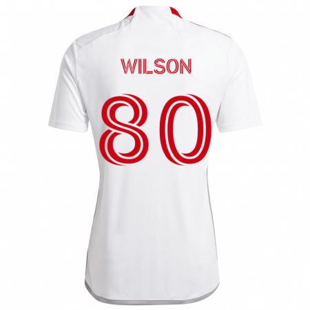 Kandiny Niño Camiseta Shafique Wilson #80 Blanco Rojo 2ª Equipación 2024/25 La Camisa Chile