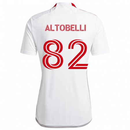 Kandiny Niño Camiseta Julian Altobelli #82 Blanco Rojo 2ª Equipación 2024/25 La Camisa Chile