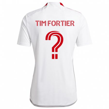 Kandiny Niño Camiseta Tim Fortier #0 Blanco Rojo 2ª Equipación 2024/25 La Camisa Chile