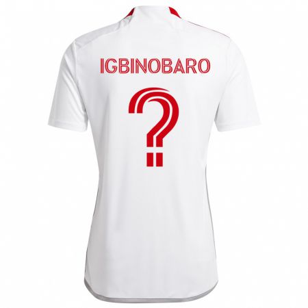 Kandiny Niño Camiseta Philip Igbinobaro #0 Blanco Rojo 2ª Equipación 2024/25 La Camisa Chile