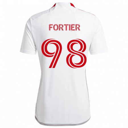 Kandiny Niño Camiseta Kristjan Fortier #98 Blanco Rojo 2ª Equipación 2024/25 La Camisa Chile