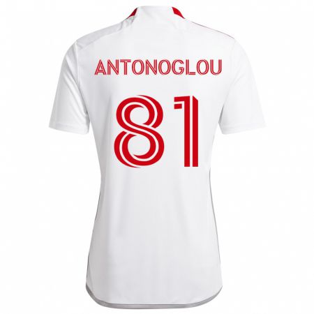 Kandiny Niño Camiseta Themi Antonoglou #81 Blanco Rojo 2ª Equipación 2024/25 La Camisa Chile