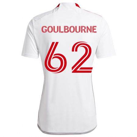 Kandiny Niño Camiseta Rohan Goulbourne #62 Blanco Rojo 2ª Equipación 2024/25 La Camisa Chile