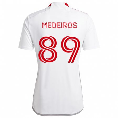 Kandiny Niño Camiseta Matthew Medeiros #89 Blanco Rojo 2ª Equipación 2024/25 La Camisa Chile