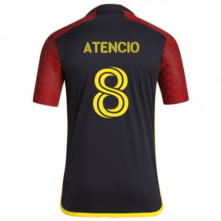 Kandiny Niño Camiseta Josh Atencio #8 Negro Rojo 2ª Equipación 2024/25 La Camisa Chile