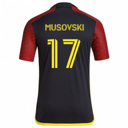 Kandiny Niño Camiseta Danny Musovski #17 Negro Rojo 2ª Equipación 2024/25 La Camisa Chile