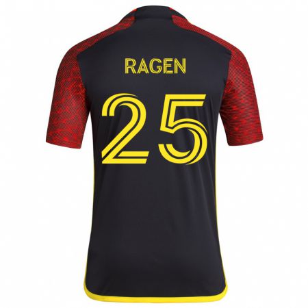 Kandiny Niño Camiseta Jackson Ragen #25 Negro Rojo 2ª Equipación 2024/25 La Camisa Chile