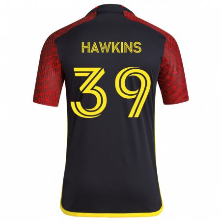 Kandiny Niño Camiseta Stuart Hawkins #39 Negro Rojo 2ª Equipación 2024/25 La Camisa Chile