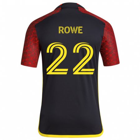 Kandiny Niño Camiseta Kelyn Rowe #22 Negro Rojo 2ª Equipación 2024/25 La Camisa Chile