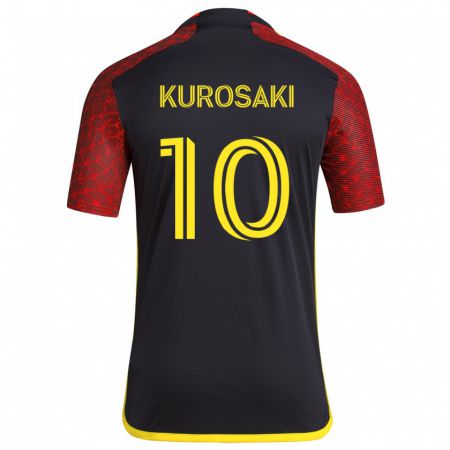 Kandiny Niño Camiseta Yuuka Kurosaki #10 Negro Rojo 2ª Equipación 2024/25 La Camisa Chile