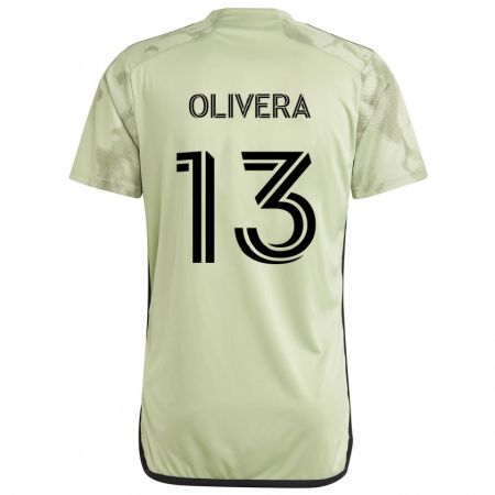 Kandiny Niño Camiseta Cristian Olivera #13 Verde Claro 2ª Equipación 2024/25 La Camisa Chile