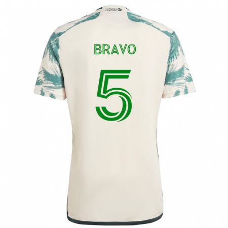 Kandiny Niño Camiseta Claudio Bravo #5 Beige Marrón 2ª Equipación 2024/25 La Camisa Chile