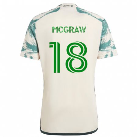 Kandiny Niño Camiseta Zac Mcgraw #18 Beige Marrón 2ª Equipación 2024/25 La Camisa Chile