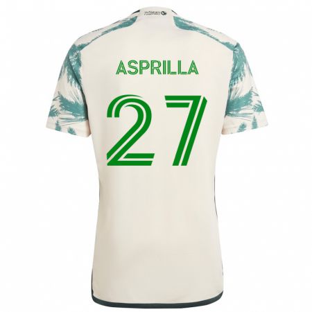 Kandiny Niño Camiseta Dairon Asprilla #27 Beige Marrón 2ª Equipación 2024/25 La Camisa Chile