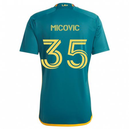 Kandiny Niño Camiseta Novak Micovic #35 Verde Amarillo 2ª Equipación 2024/25 La Camisa Chile