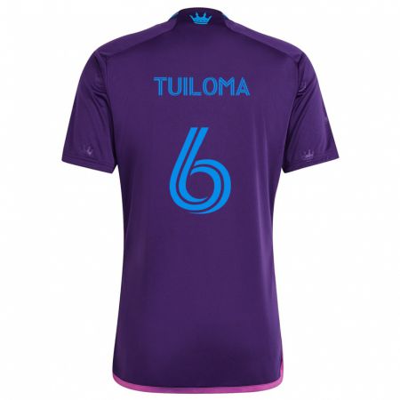 Kandiny Niño Camiseta Bill Tuiloma #6 Azul Morado 2ª Equipación 2024/25 La Camisa Chile