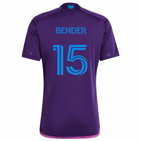 Kandiny Niño Camiseta Ben Bender #15 Azul Morado 2ª Equipación 2024/25 La Camisa Chile