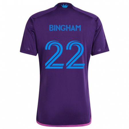 Kandiny Niño Camiseta David Bingham #22 Azul Morado 2ª Equipación 2024/25 La Camisa Chile