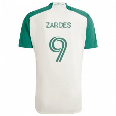 Kandiny Niño Camiseta Gyasi Zardes #9 Colores Tostados Verde 2ª Equipación 2024/25 La Camisa Chile