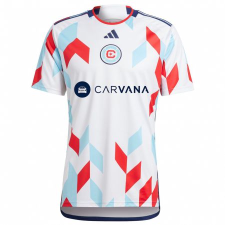 Kandiny Niño Camiseta Fabian Herbers #21 Blanco Rojo Azul 2ª Equipación 2024/25 La Camisa Chile