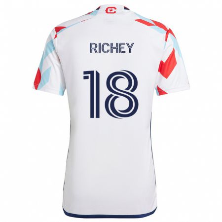 Kandiny Niño Camiseta Spencer Richey #18 Blanco Rojo Azul 2ª Equipación 2024/25 La Camisa Chile