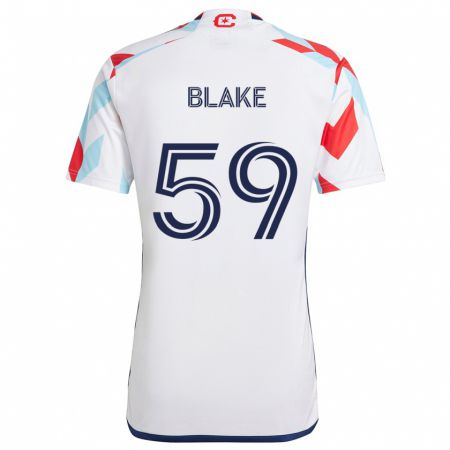 Kandiny Niño Camiseta Romain Blake #59 Blanco Rojo Azul 2ª Equipación 2024/25 La Camisa Chile