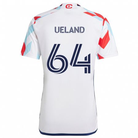 Kandiny Niño Camiseta Andreas Ueland #64 Blanco Rojo Azul 2ª Equipación 2024/25 La Camisa Chile