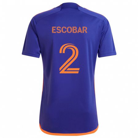 Kandiny Niño Camiseta Franco Escobar #2 Púrpura Naranja 2ª Equipación 2024/25 La Camisa Chile