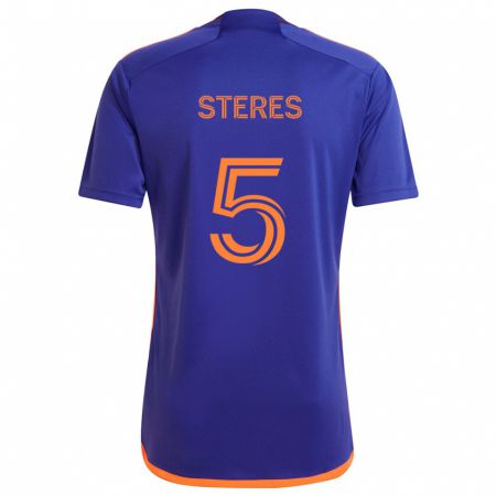 Kandiny Niño Camiseta Daniel Steres #5 Púrpura Naranja 2ª Equipación 2024/25 La Camisa Chile