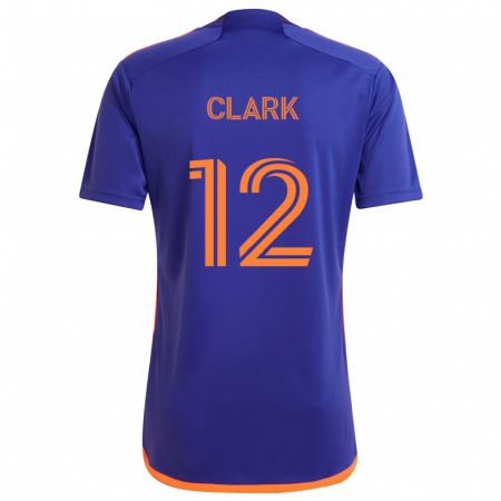 Kandiny Niño Camiseta Steve Clark #12 Púrpura Naranja 2ª Equipación 2024/25 La Camisa Chile