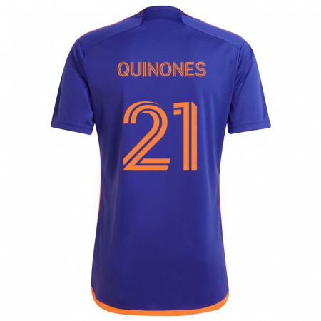 Kandiny Niño Camiseta Nelson Quiñónes #21 Púrpura Naranja 2ª Equipación 2024/25 La Camisa Chile