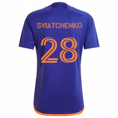 Kandiny Niño Camiseta Erik Sviatchenko #28 Púrpura Naranja 2ª Equipación 2024/25 La Camisa Chile