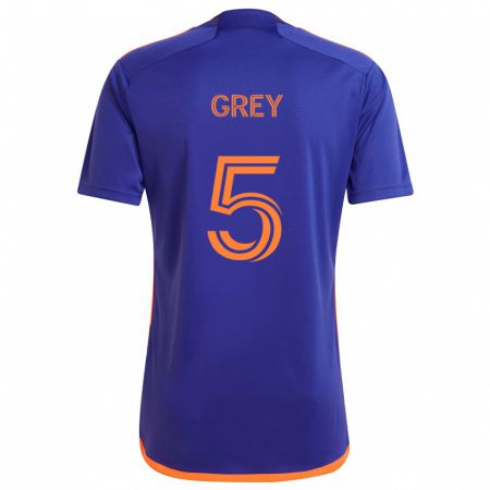 Kandiny Niño Camiseta Omar Grey #5 Púrpura Naranja 2ª Equipación 2024/25 La Camisa Chile