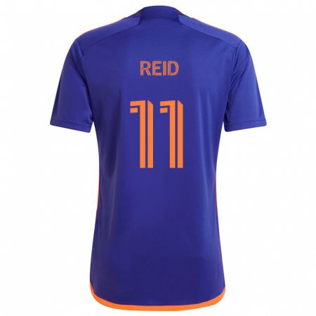 Kandiny Niño Camiseta Isaiah Reid #11 Púrpura Naranja 2ª Equipación 2024/25 La Camisa Chile