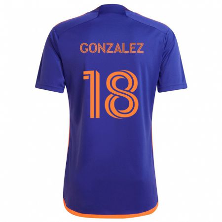 Kandiny Niño Camiseta Diego Gonzalez #18 Púrpura Naranja 2ª Equipación 2024/25 La Camisa Chile