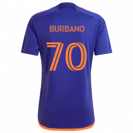 Kandiny Niño Camiseta Jordy Burbano #70 Púrpura Naranja 2ª Equipación 2024/25 La Camisa Chile