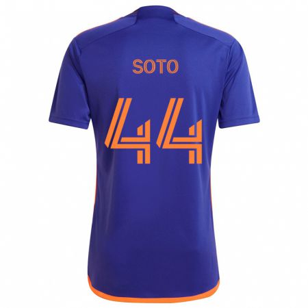 Kandiny Niño Camiseta Ezekiel Soto #44 Púrpura Naranja 2ª Equipación 2024/25 La Camisa Chile