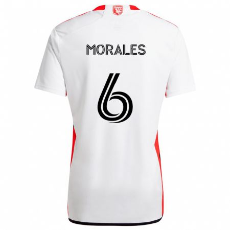 Kandiny Niño Camiseta Alfredo Morales #6 Blanco Rojo 2ª Equipación 2024/25 La Camisa Chile