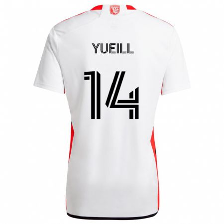 Kandiny Niño Camiseta Jackson Yueill #14 Blanco Rojo 2ª Equipación 2024/25 La Camisa Chile